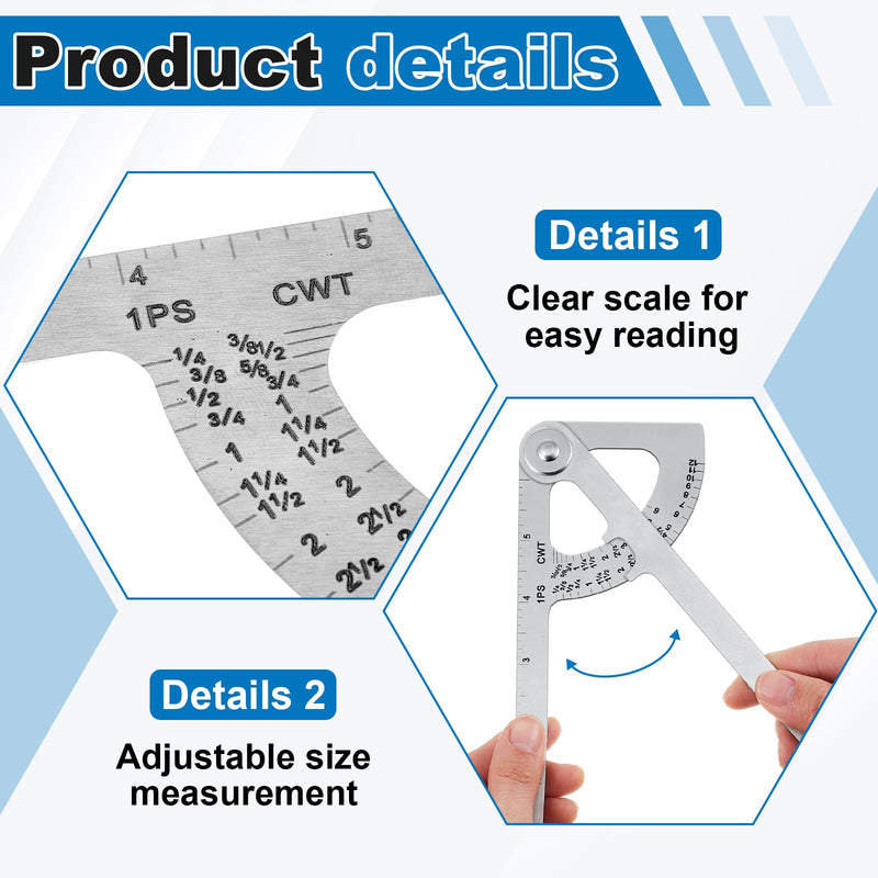 Moxweyeni 2 Pack Pipe Caliper Measuring Tool 7 Inch Stainless Steel Pocket Pipe Size Measuring Tool Diameter Gauge for Iron and Copper Tubing Size