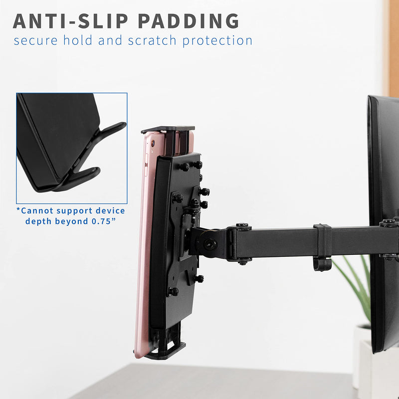 VIVO Universal VESA Mount Adapter for Tablets, 2-in-1 Laptops, & 15.6 inch Portable Monitors, Max VESA 100x100, Adjustable Laptop Holder, Black, MOUNT-UVM02