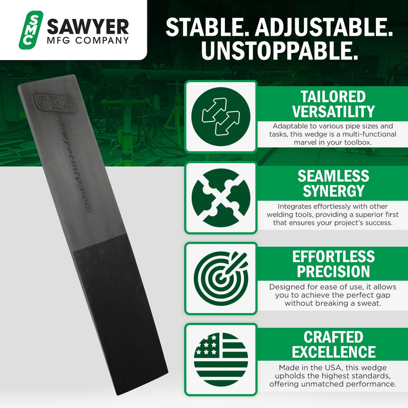 Sawyer Mfg Company 4" Welding Wedge – Precision Steel for Pipe Fitting and Metalwork for Accurate Gap Adjustment, Ideal for Pipefitters, TIG, Ironworkers, Gutter Installation and Metal Spacers – Large