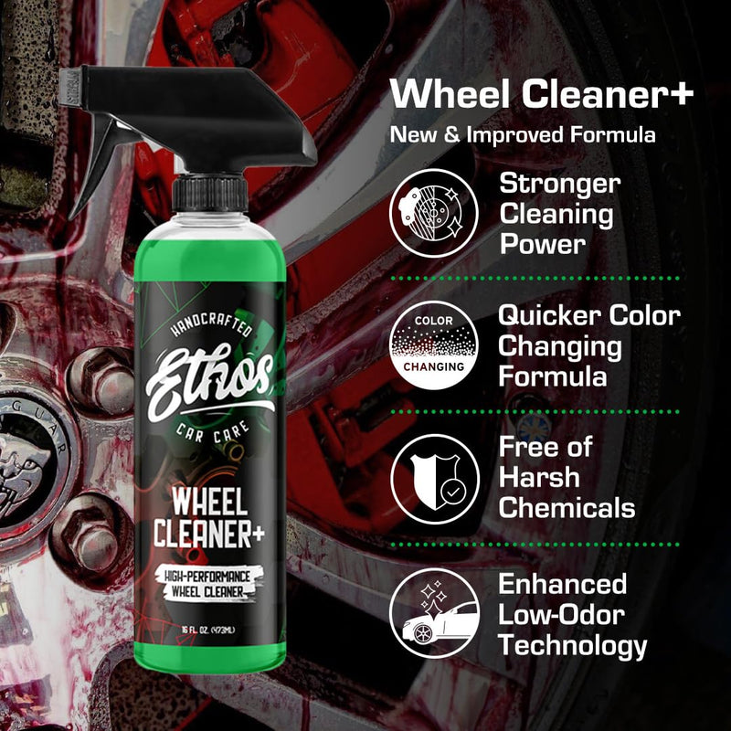 Ethos Wheel Cleaner Spray - Iron Remover Car Detailing - Rim Cleaner Spray Brake Dust, Iron Remover - Color Change Technology - Professional Strength Formula - Brake Dust Remover 16-oz