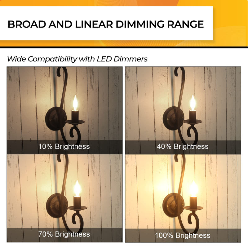 Hizashi Candelabra LED Light Bulbs 25 Watt, Dimmable Chandelier Light Bulbs, 90+ CRI, 200LM, Soft Warm White 2700K, E12 LED Bulb, B10 Candle Bulbs, UL Listed, 12 Pack B10 12 Pack