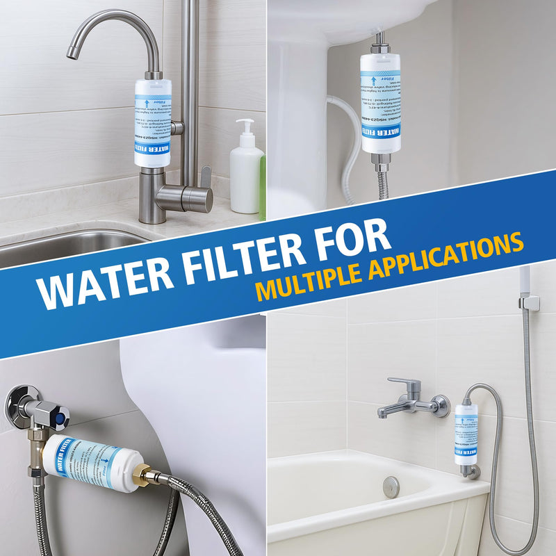 4 Pack Bidet Water Filter and Adapter for Electric Bidet Toilet Seats, Reduce Mineral Deposits & Soften Hard Water, Essential Protection for Smart Toilet, Compatible with 1/2", 3/8", 1/4" Hoses 4