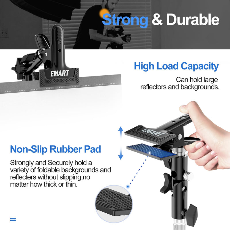 EMART Photography Reflector Holder, Photo Video Studio 5/8" Heavy Duty Metal Clamp Attachment, Light Stand Clip Mount with Umbrella Hole for Backdrop, Diffuser, Lighting -2 Pack 2 Pack