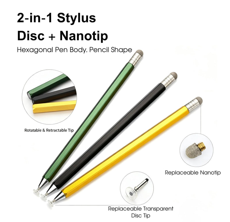 2-in-1 Rotatable Stylus Pen for Samsung Galaxy Z Fold 8/Z Fold8 Ultra Pen | Retractable Disc Tip Stylus Pen, No Charging Stylus, Aluminum Alloy Stylus, Universal Capacitive Pen Black