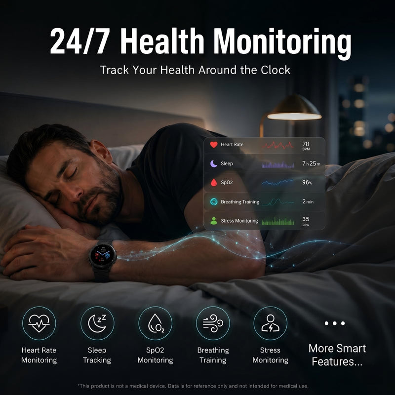 WalkerFit Rugged Smart Watch for Men, 1.43" AMOLED 5ATM Waterproof, 2 Bands | Bluetooth Calling, Fitness Tracker, 15-Day Battery, 178+ Sports Modes, Heart Rate, Sleep & SpO2 Monitor, For Android & iPhone Black