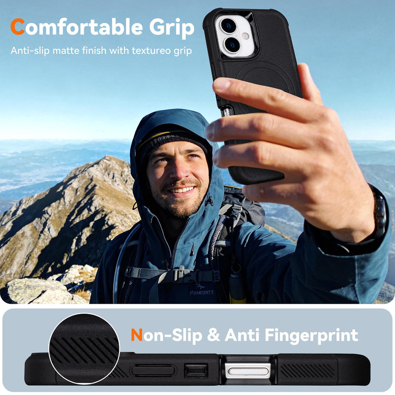 for iPhone 16 Case with Belt Clip Holster, Compatible with Magsafe, Black | Military Grade Drop Protection, 2 Layers of Sturdy, Heavy Duty Shockproof Cover for iPhone 16 Case Rugged