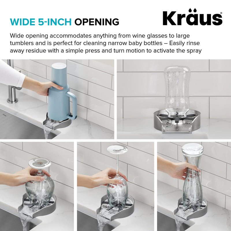 KRAUS CleanMate Glass Rinser for Kitchen Sink in Spot-Free Stainless Steel Color Finish, KGR-500SFS Spot Free Stainless Steel