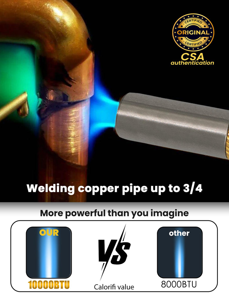 Propane Torch Head, GJ-8000pro High Intensity Torch Head, Trigger Start Gas Torch Kit for Propane, Pencil Flame Welding Torch Fuel by Mapp/Map/Propane, Soldering, Cooking（CSA Certified)