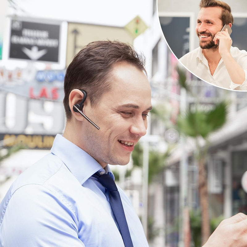 New Bee Bluetooth Earpiece V5.2 Wireless Headset 24Hrs Talktime Black | CVC8.0 Dual Mic, Noise Cancelling, iPhone/Android/Driver/Business/Office