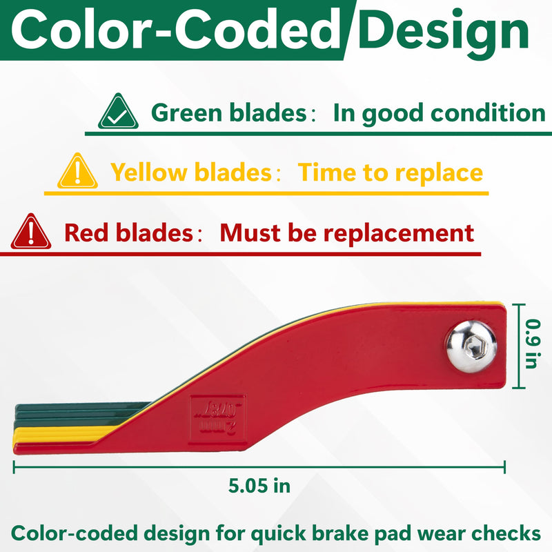 8 PCS Brake Lining Thickness Gauges, Brake Pad Measuring Tool, Color Coded Brake Pad Gauge with Metric & SAE Size, Brake Resetting Gauge Tool, for Quickly Measuring Disc and Drum