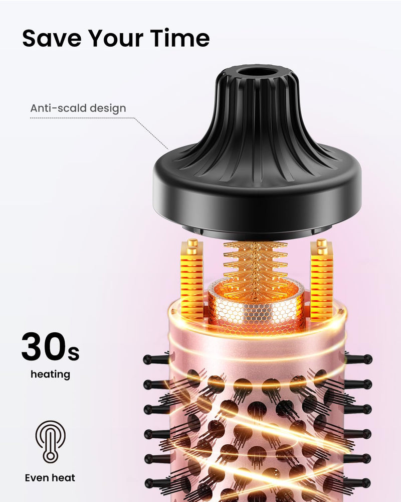 38mm Thermal Brush BRSTOPE PRO, Ionic Blowout Brush, 9 Temps Settings, Heated Hot Round Brush for Hair Straightening and Curling 2 in 1 (Black) Black-new