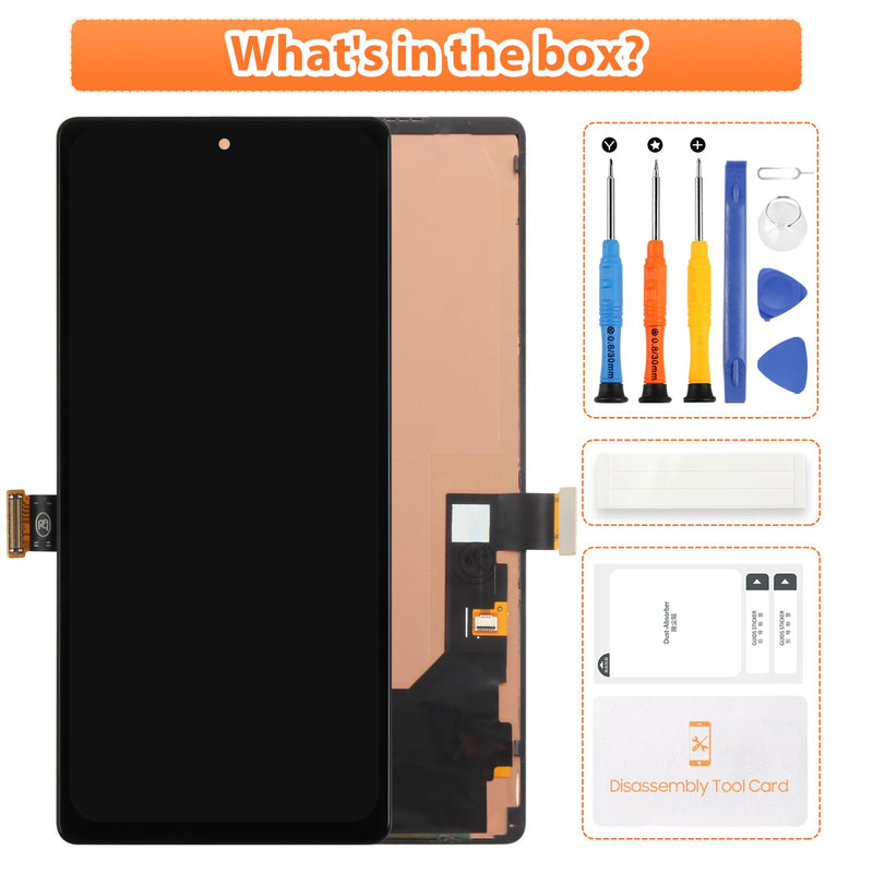 OLED Screen Replacement for Google Pixel 6 6.4", with in-Display, Full Assembly & Complete Repair Tool Kit for Google Pixel 6 GB7N6, G9S9B, G8VMU - Vivid Display (Black) Black