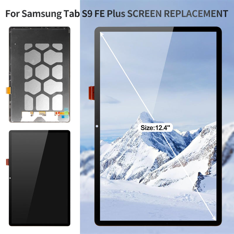 for Samsung Tab S9 FE Plus Screen for Samsung Galaxy Tab S9 FE Plus LCD Display for Tab S9 FE+ SM-X610 Screen Touch Digitizer Assembly Replacement SM-X616B Black