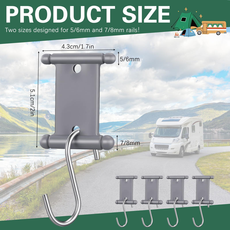 14 Pcs Rv Awning Hooks for Piping Rail 5/6 mm 7/8 mm Double Sided Rv Awning Light Clips Camper Light Holders for Camping Tent Indoor and Outdoor Supplies 14