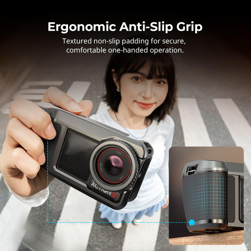 SMALLRIG Street Grip Kit for DJI Osmo Action 5 Pro / 4/3, Aluminum Cage with Shoulder Strap, Lens Protection Ring, Protective Frame with 1/4"-20 Locating Holes, for Street Photography - 6371 All in One Street Grip Kit