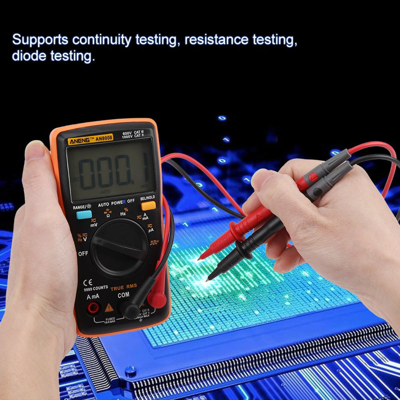 True RMS Digital Multimeter with Continuity & Diode Test, AC DC Voltage, Ammeter, Ohm Meter for Home, Automotive, Electrical Use