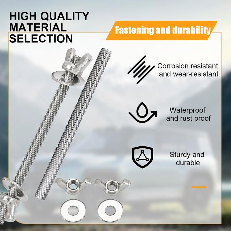 2PCS Car Air Cleaner Stud Kit, Stainless Steel Vehicle Air Cleaning Mounting Bolt, Performance Automotive Carburetor Stud Wing Nut Adapter Set Accessories, Universal Fit (5.91 x 0.20 inches) Silver2