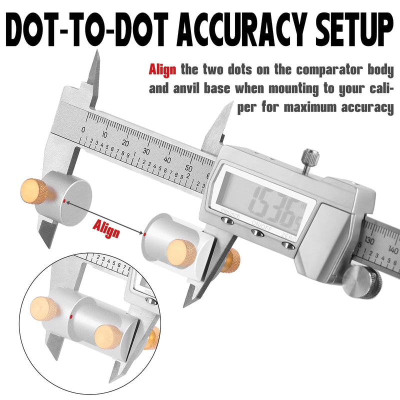 Bullet Comparator Kit, Includes 14 Inserts & 1 Comparator Body & 1 Anvil Base, Universal Fit for .17 to .45 Calibers, Precision Ammo Reloading Gauge Tool Set Seamless Caliper Connection 16pcs Bullet Comparator Kit