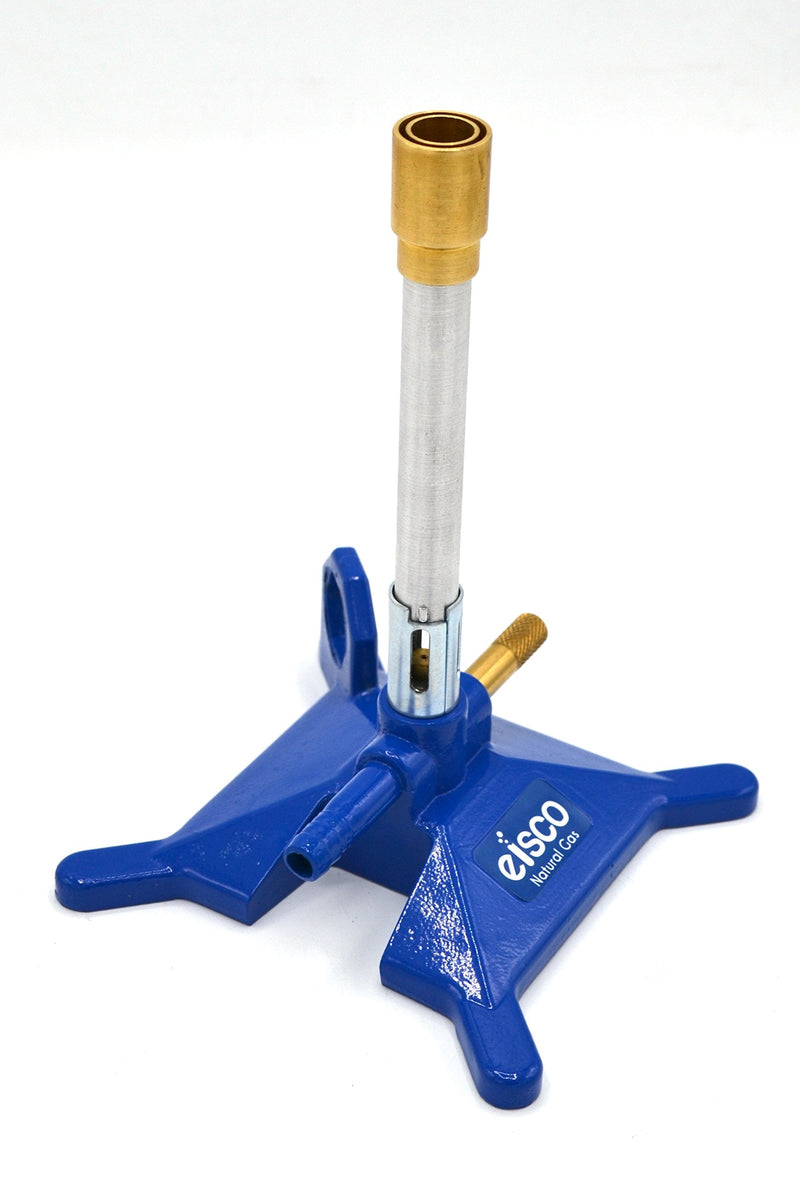 EISCO Natural Gas Bunsen Burner, StabiliBase Anti-Tip Design with Handle, with Flame Stabilizer and Gas Adjustment, NG