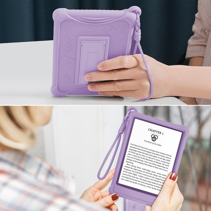 for 7" Kindle Paperwhite 12th Generation Case(2024)&6.8" Kindle Paperwhite 11th (2021) and Kindle Colorsoft Signature Edition,Include Foldable Stand and Hand Strap,Soft Silicone Cover,Purple Purple