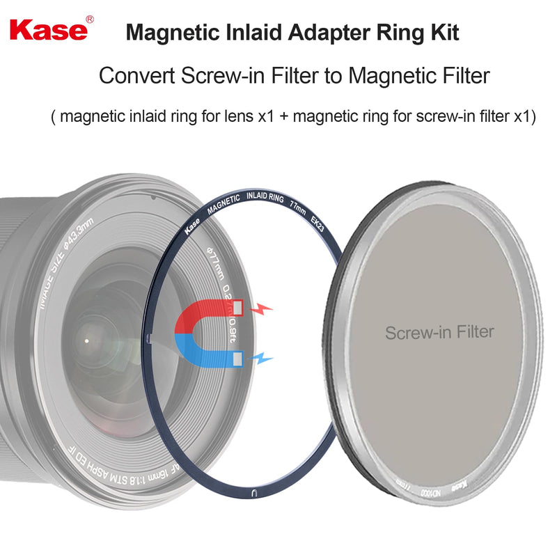 Kase 82mm Magnetic Inlaid Filter Adapter Ring Kit for Screw-in Filter | Convert 82mm Threaded Filter to Magnetic, Ultra-slim & Aluminum Alloy