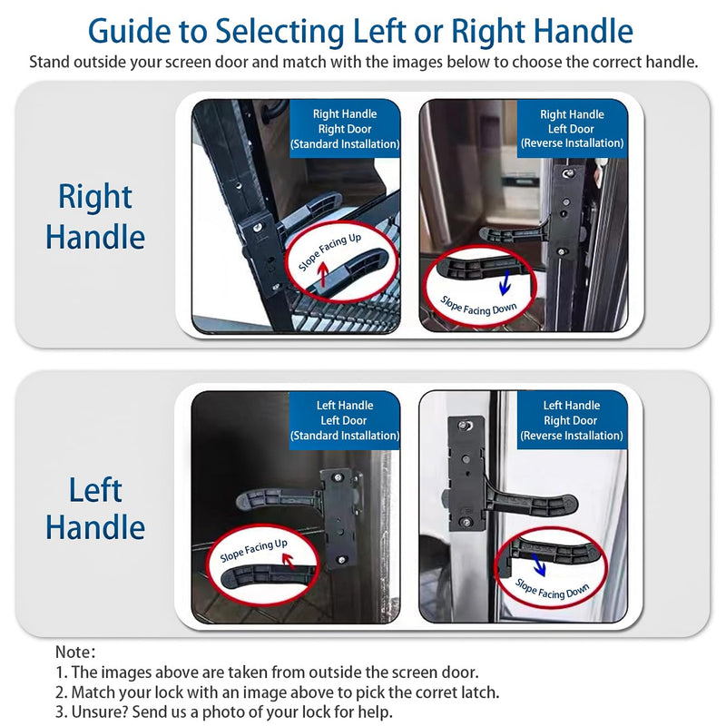 Metal RV Screen Door Latch Kit, Right Hand Handle for Camper, Motorhome, Travel Trailer (Right) Right handle