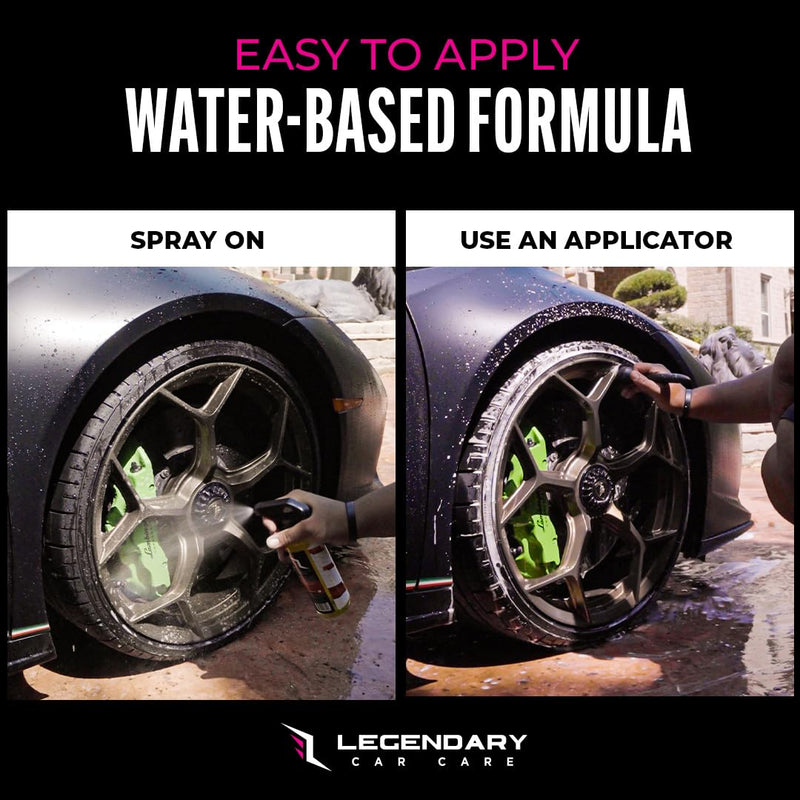 Legendary Gloss Dressing with Applicator 16oz - Tire Shine Spray & Plastic Restorer – Water Based & Non-Greasy Interior/Exterior Detailing Spray - Trim, Rubber, Vinyl & Plastic Restorer for Cars Gloss Dressing 16oz with Applicator