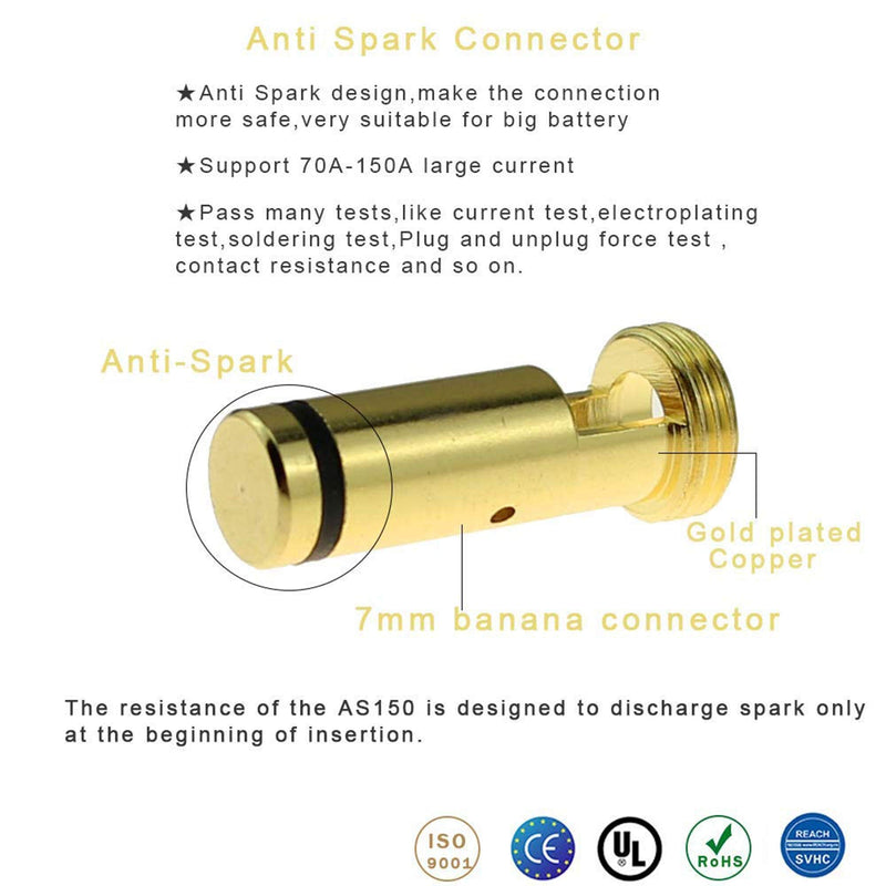 SoloGood 6pairs Amass AS150 Male Female Anti Spark Connector Gold Plated Banana Plug Set for Battery ESC and Charge Lead 6 Pairs AS150