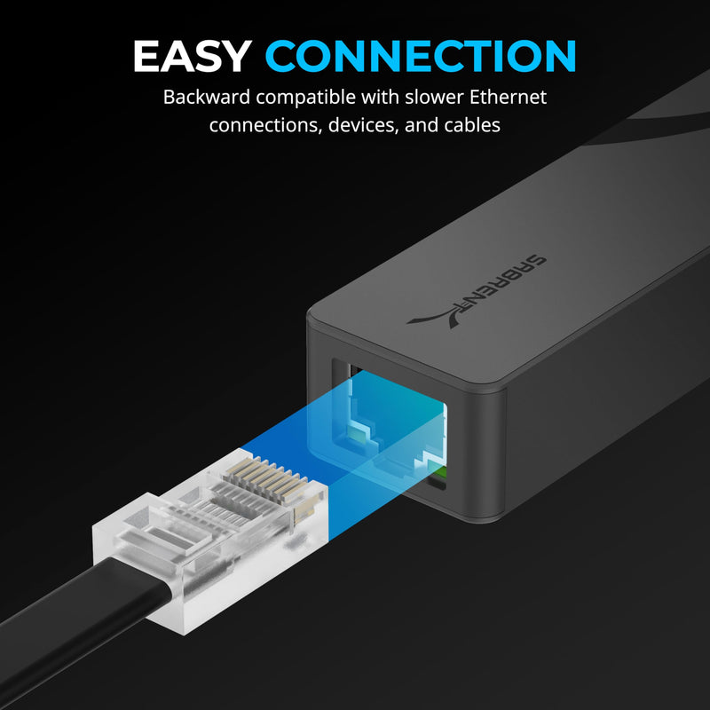 SABRENT USB-C to 5G Ethernet Adapter – 5GbE Optimized, USB 3.1 Gen 1+ Required, Clear Compatibility, Aluminum Body, Plug-and-Play for Data-Capable USB-C Devices (NT-C5GA)