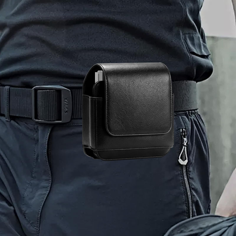 Phone Holster for Samsung Galaxy Z Flip 8 Z Flip 7 Z Flip6 Flip5/4/3, Flip Phone Specific Protective Leather Holster for Motorola RAZR 2025/2024 Case, Cellphone Belt Clip Holster Pouch(Matte Black) Small Matte Black