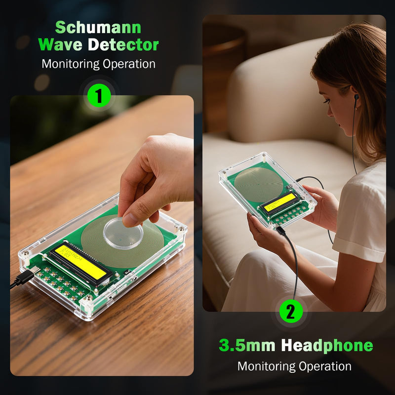 0.01Hz-200kHz Adjustable Frequency Generator for Healing Schumann Sine Waves Resonance Generator 7.83Hz Ultra Low Frequency Generator Resonator with Acrylic Case Green