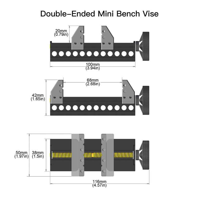AM ARROWMAX Precision Double-Ended Mini Bench Vise - Crafted from aerospace-grade aluminum alloy and precision CNC machined, Enhance Precision and Stability for Crafts,Jewelry Making