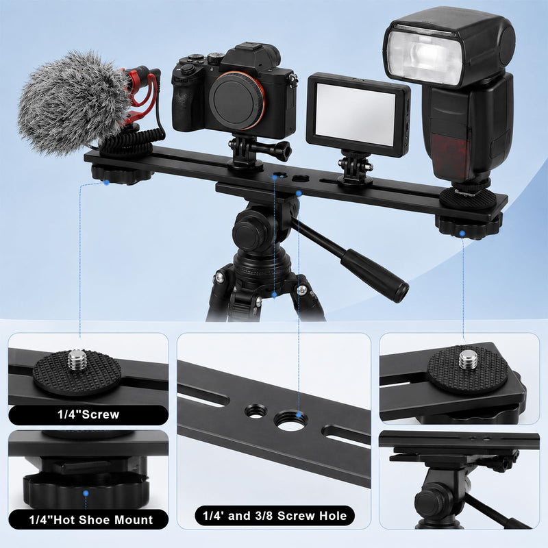 Flash Bracket Tripod Extension Arm Camera Bracket Tripod Accessories | Tripods Attachment Camera Attachment Extension Bar Tripods Accessories Attachments, 8 x 1.2 inch Black Aluminum Alloy