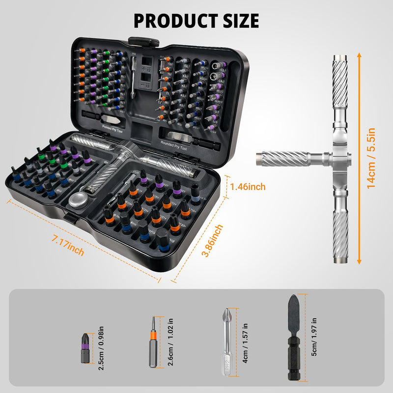 ViviDreamore 100 in1 Magnetic Ratcheting Screwdriver Set, 94 S2 Steel Bits, Storage Case for Computer, Drone, Furniture, Bicycle & DIY, Black
