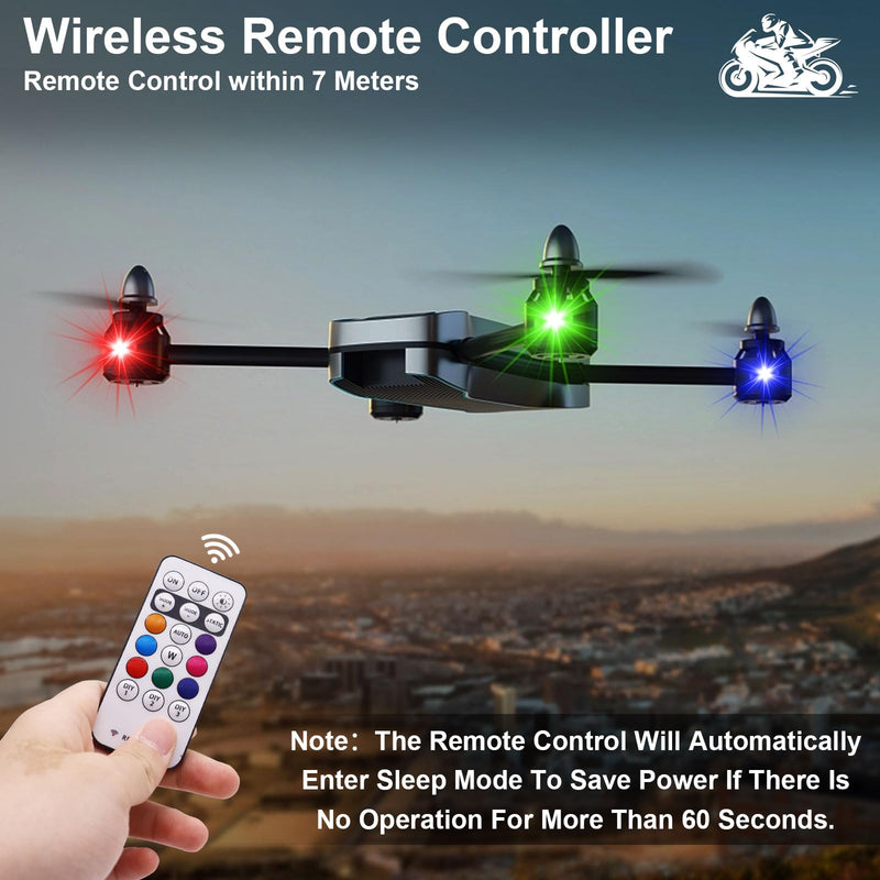 4PCS Wireless LED Strobe Lights with Remote Control, 8 Colors USB Rechargeable Anti-Collision Warning Light, High Brightness Wireless LED Lights for Car Drone Truck Motorcycle Aircraft Bike