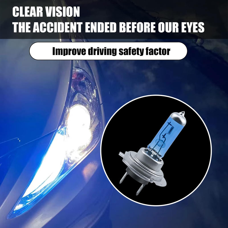 2 PCS H7 Car Halogen Bulb, 12V 100W High-power Stone Car Bulb Low Beam, Universal Automotive Replacement Accessories, Product Compatible with Cars, Trucks, Vans, SUVs, Trailers (White) 2 PCS #H7 White