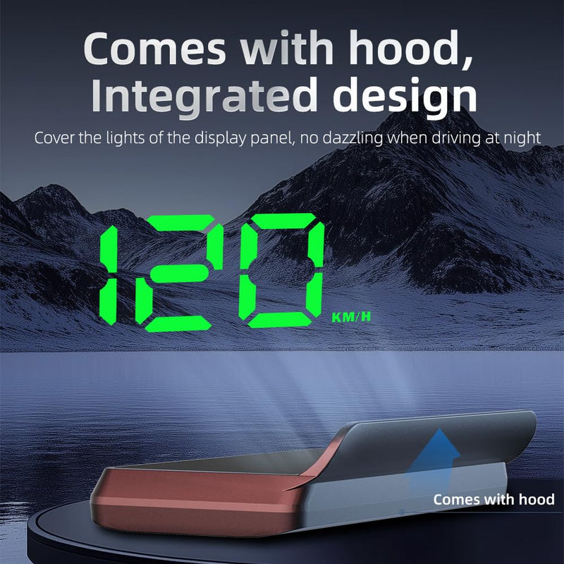 W2 Green USB Car HUD Heads Up Display, 3.5" Large Screen Auto Dimming Windshield Projector with Sunshade, GPS Speedometer for All Cars, Plug and Play