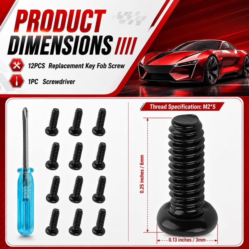 12PCS M2*5 Car Key Fob Screws Replacement OEM#35116-SDA-A11,Stainless Steel Key Fob Repair Kit Compatible with Honda Accord Odyssey,Keys Shell Screws Kit with Screwdriver