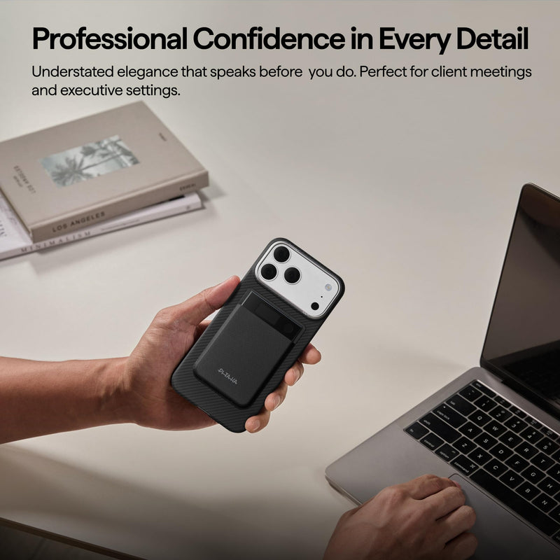 PITAKA Magnetic Carrying Case for Plaud Note & Note Pro, Aramid, Black/Grey | Ultra Slim Sleeve for Plaud Note & Note Pro, Compatible with MagSafe, Aramid Fiber Woven,Sliky Texture Black/Grey(Plain)