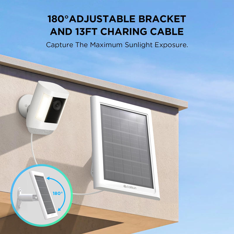 Solar Panel for Ring Camera,Solar Charger for Ring Stick Up Cam Battery/Pro&Ring Spotlight Cam Battery/Plus/Pro, IP68 Waterproof 180° Adjustable Bracket 13FT Cable White,Gift for Men 1