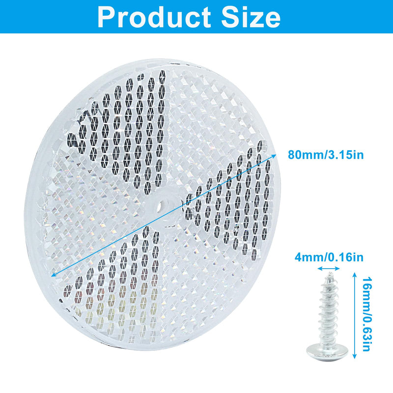 6 Pack White Round Reflector, Front Reflector with Mounting Screw, Safety Reflectors for Driveway, Trailer, Posts