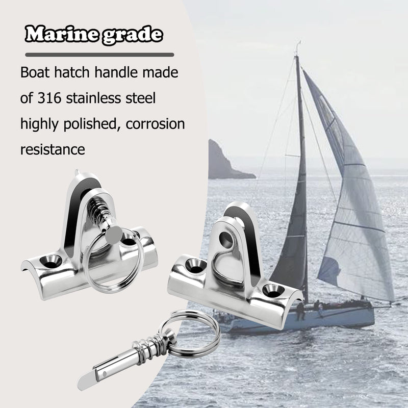 Boat Bimini Top Deck Hinge Concave Base 316 Stainless Steel Deck Hinge 90°Fitting Bimini Top Hardware,Bimini Top Hinge Bimini Brackets for Boats with Quick Release Pin Pack of 2