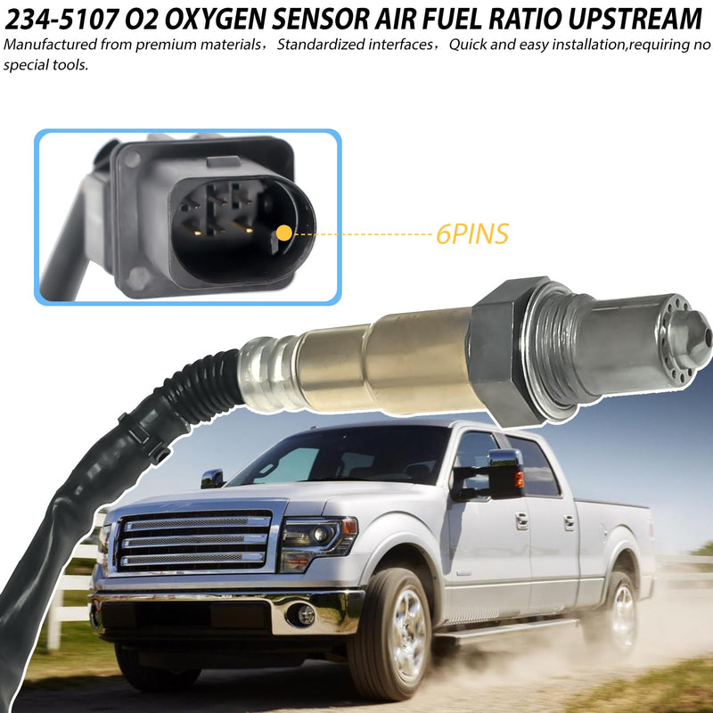 234-5107 Oxygen O2 Sensor Upstream - Compatible with for Ford Fiesta,for Audi, for Hyundai,for Volkswagen 2007-2015 - Direct Replacement for 250-25035 OE Fit Air Fuel Ratio Sensor