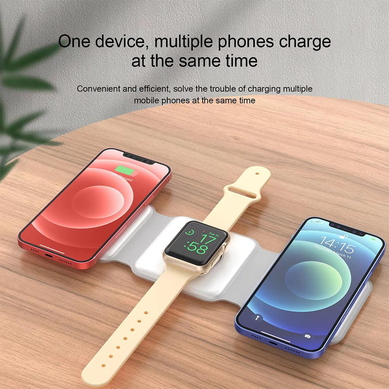 3-in-1 Wireless Charger for iPhone iWatch AirPods, Foldable Magnetic 18W Fast Charging Station for Multiple Apple Devices, Charging Stand for Travel and Desktop Use