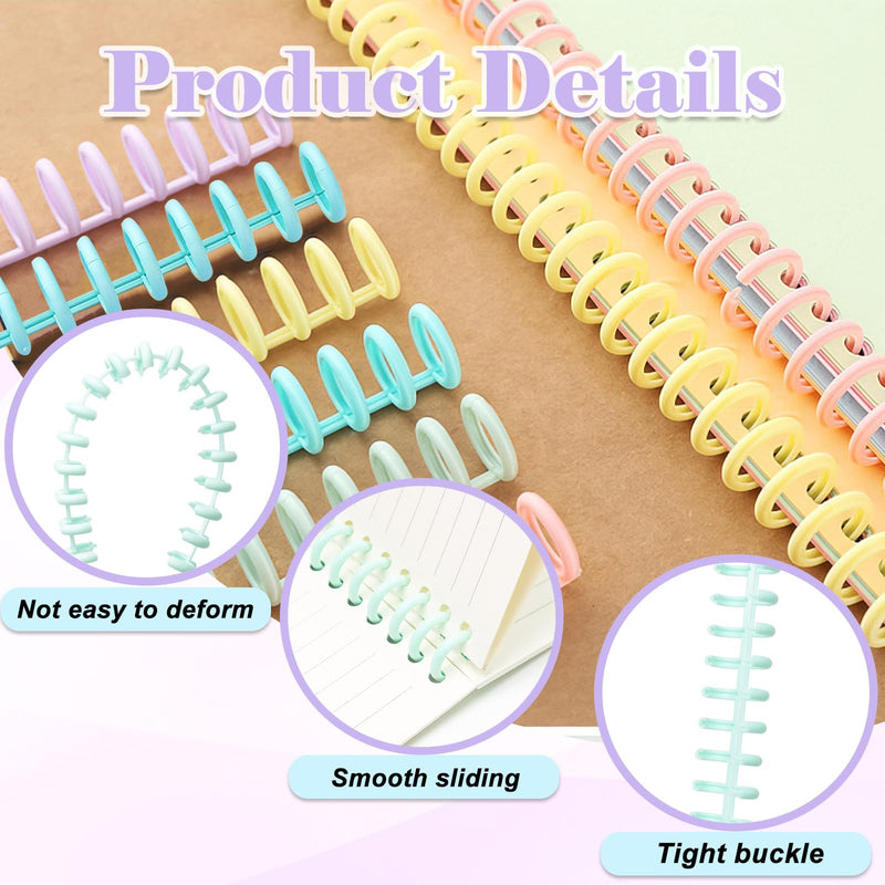 16 PCS Comb Binding Spines, Plastic Spiral Binding Coils, 30 Rings Click Binding Spines for Student Teacher Business Document File Notebook File Making (Colorful) Colorful