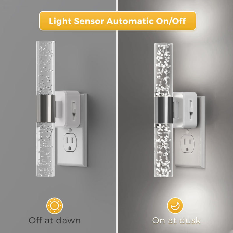 L LOHAS LED Bright Night Light, Night Lights Plug into Wall, 180° Rotating, Auto Light Sensor, Daylight White 5000K, Dimmable Nightlights for Bedroom Bathroom Hallway, 2 Pack White Base-5000K