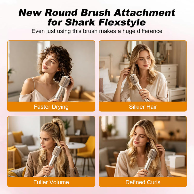 Upgraded Large Round Volumizing Brush for Shark FlexStyle HD400 Series Hair Dryer, Round Brush Attachment Flex Style Hair Volumizer Tool, Full Volume Curling, Smooth Blowout Styling Accessories