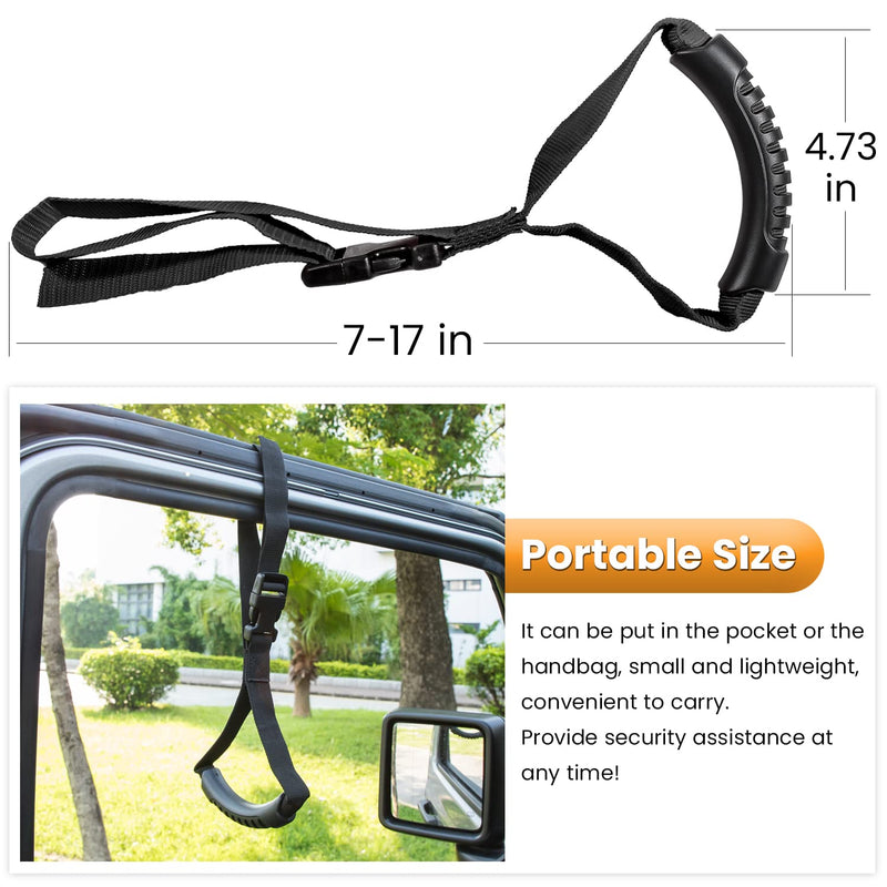 E-cowlboy Auto Cane Grab Bar - Portable Standing Aid Nylon Grip Mobility Assist Device (Black, 2 Pack) Black