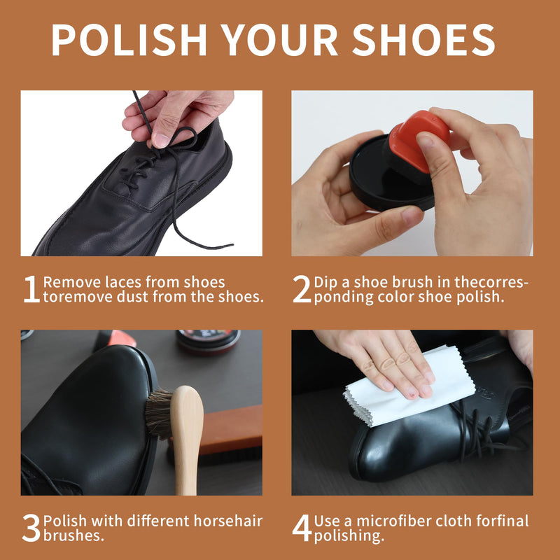 Black Brown Shoe Polish Kit Saddle Soap Mink Oil Shoe Shine Kit Boots Leather Conditioner Cream Wax Care Set 10pcs Polish Kit 10pcs Black & Brown Polish