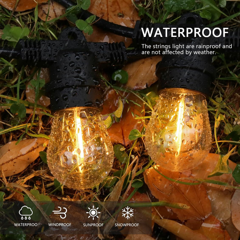 KGC 48Pack Shatterproof & Waterproof S14 Replacement LED Light Bulbs –1W Equivalent to 10W, White Warm 2200K Outdoor String Lights Vintage Filament Bulb, E26 Base Edison LED Bulbs S14 48pack